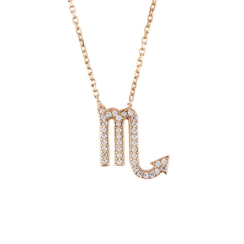Zodiac Star Sign Pendant Necklace Rose Gold Scorpio
