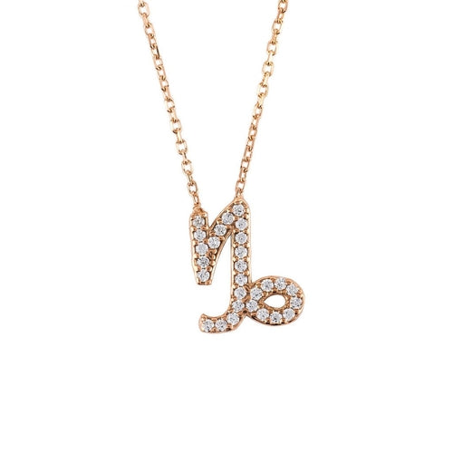 Zodiac Star Sign Pendant Necklace Rose Gold Capricorn