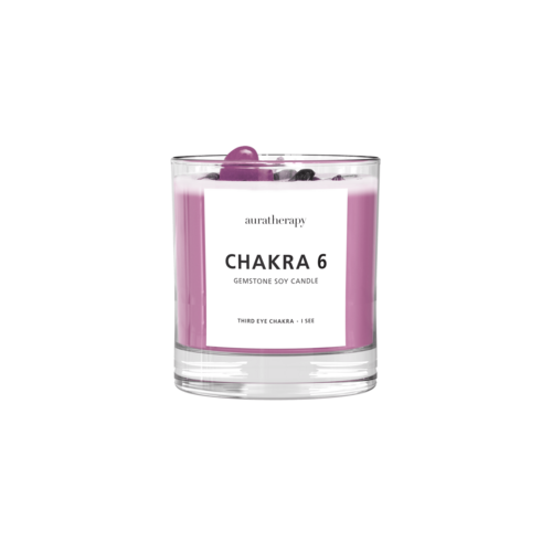 Chakra 6 Amethyst & Turmalin Edelsteinkerze