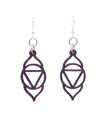 Ajna chakra laser-cut wood earrings