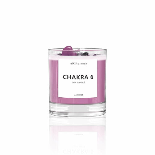 Chakra 6 Amethyst & Turmalin Edelsteinkerze