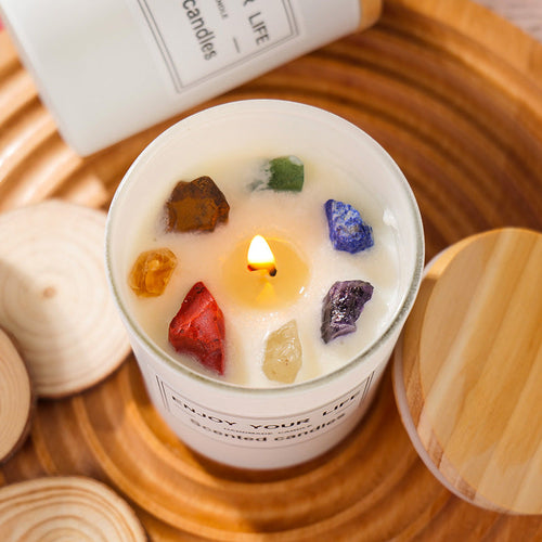 Natürliche Kristallstein-Aromatherapiekerze aus Sojawachs, rauchfreie Kerzen