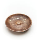 Jyotisha Celestial Round Trinket Dish Incense Holder - Wood, Brass
