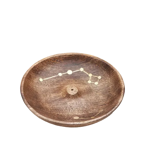 Jyotisha Celestial Incense Dish — Mango Wood & Brass | THE XIII HOUSE — product image 1