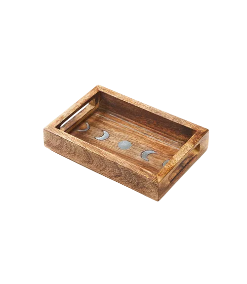 Jyotisha Celestial Catch-All Tray — Mango Wood & Brass — product image