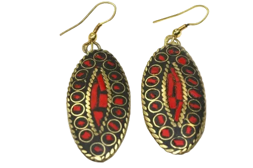 Third Eye Mosaic Earrings — Gold-Tone Brass & Colourful Inlay | THE XIII HOUSE — product image 1