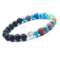 Lebensbaum Sieben-Chakra- und Türkisperlen-Lava-Stein-Armband