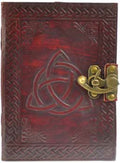 Triquetra leather blank book w/ latch