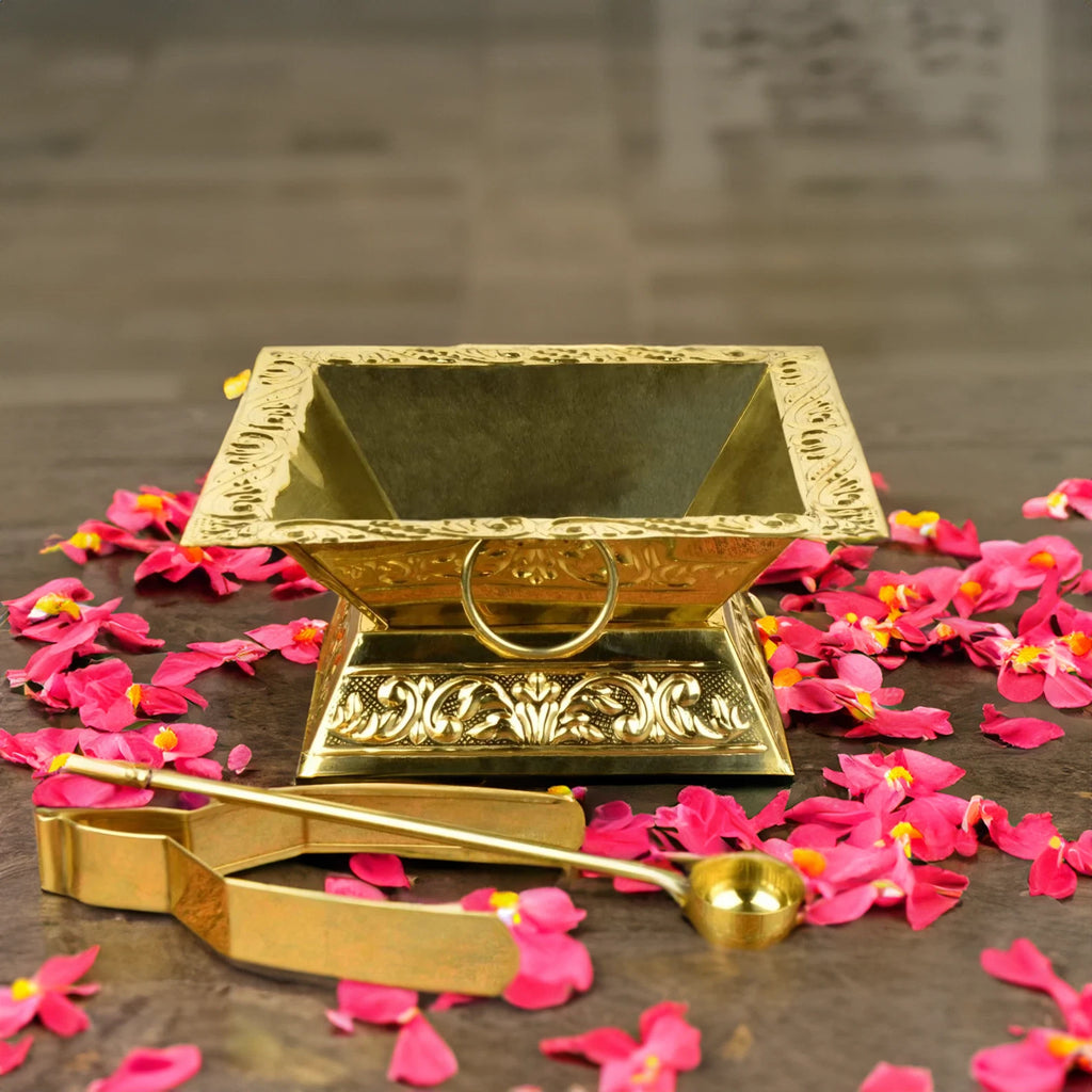 Brass Havan Kund Set for Pooja, Yagya, Agnihotra & Spiritual Rituals |