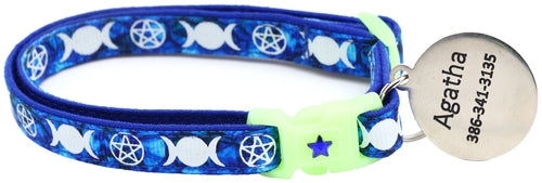 Witch's Familiar on Sapphire Cat Collar