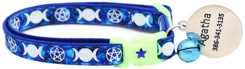 Witch's Familiar on Sapphire Cat Collar