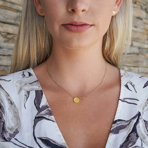 GLOSSY GOLD ROUND ZODIAC NECKLACE