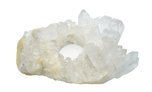 Kerzenhalter mit Quarzkristall-Cluster