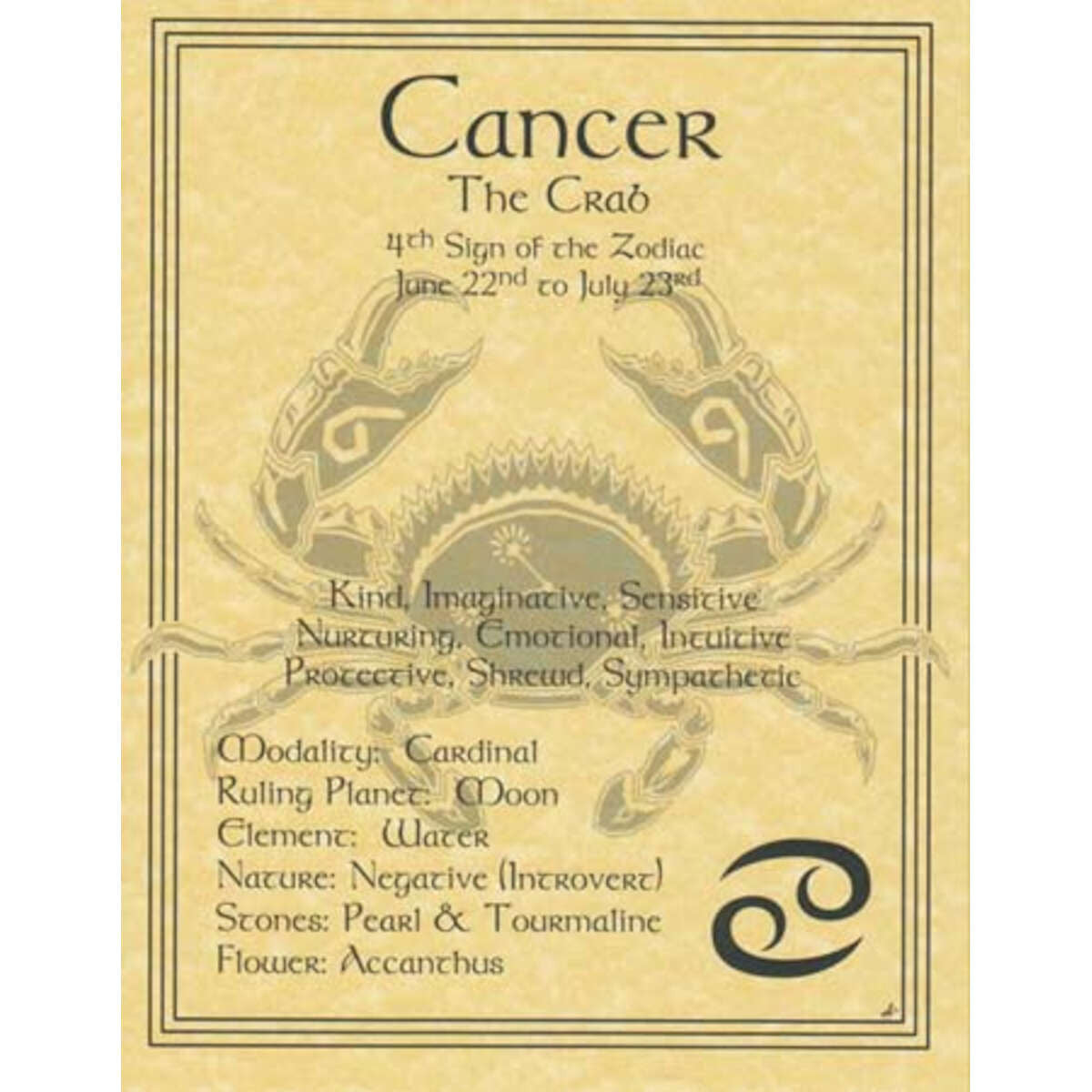 Cancer zodiac parchment poster, SKU EPCAN