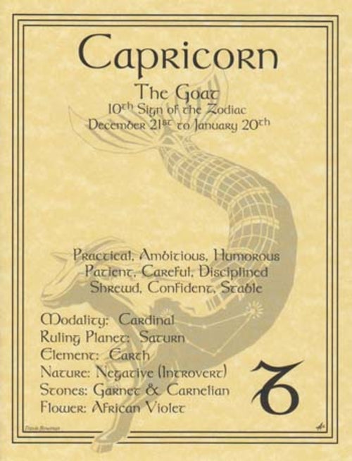 Capricorn zodiac wall poster