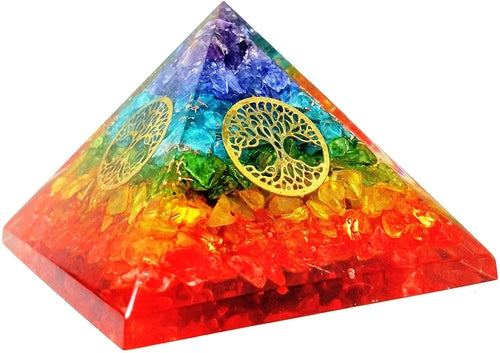 Seven Chakra Orgone Pyramid with Tree Of Life Symbol