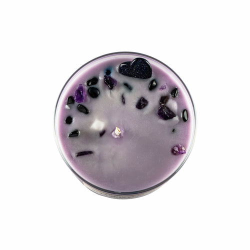 Chakra 6 Amethyst & Turmalin Edelsteinkerze