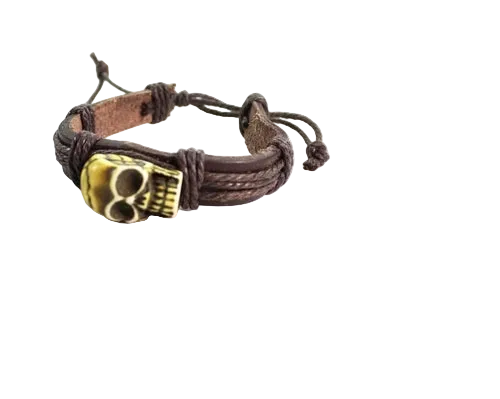 Handmade Skull Leather Cord Bracelet — product image 3