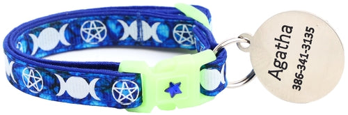Witch's Familiar on Sapphire Cat Collar