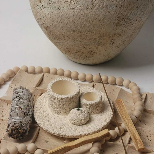 Porte-bougie, sauge, encens et Palo Santo tout-en-un nordique – Rustique M