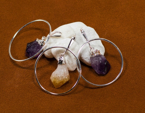 Amethyst and citrine beak gemstone pendants