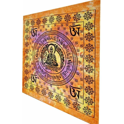 Buddhist Om Symbol Wandteppich Full Size mit Sieben Chakren