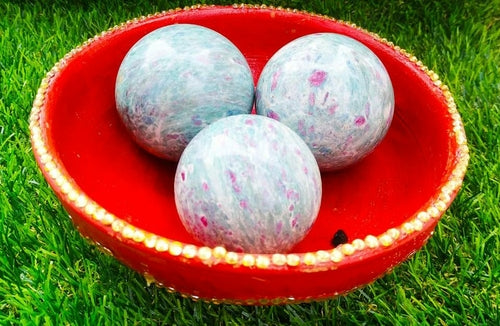 Natural Ruby Zosite Sphere Round Crystal Ball Healing Sphere