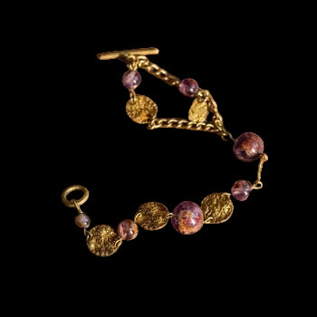 Gemini Arcana purple phantom quartz and brass bracelet