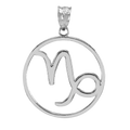 Silver Capricorn zodiac pendant necklace with Capricorn symbol on transparent background