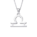 Silver Libra zodiac pendant necklace with scales symbol on transparent background
