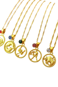 Gemini gold-plated sterling silver zodiac necklace with white zircon