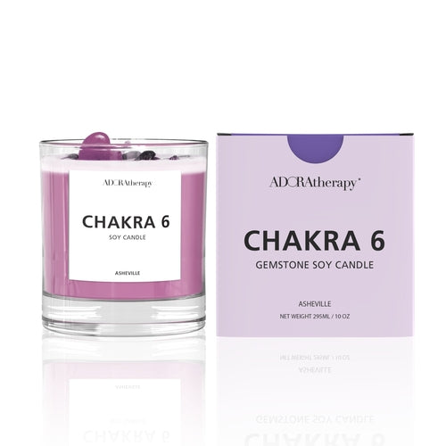 Chakra 6 Amethyst & Turmalin Edelsteinkerze