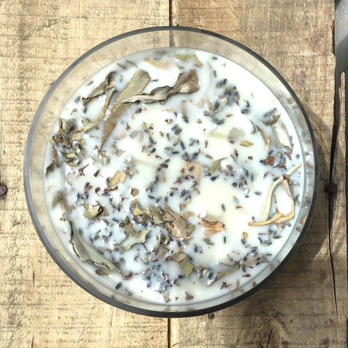 Lavendel + Weißer Salbei Aromatherapie 3 Dochte Große Sojawachs Kerze