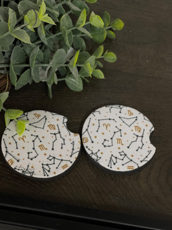 Celestial zodiac neoprene car coaster