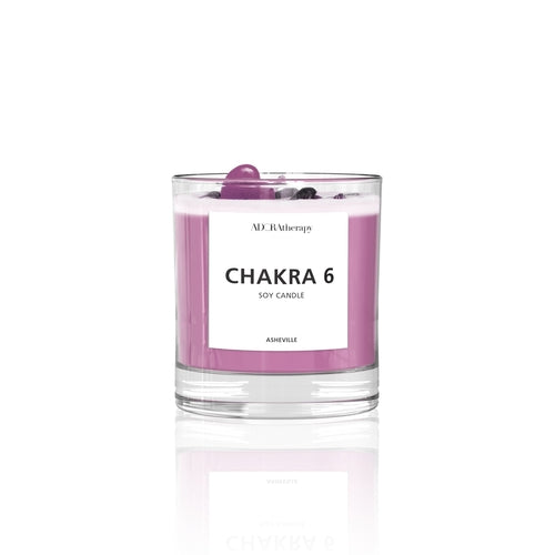 Chakra 6 Amethyst & Turmalin Edelsteinkerze