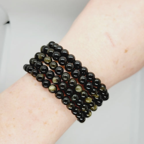 Gold Sheen Obsidian Stone Bracelets Metaphysical Reiki Boho