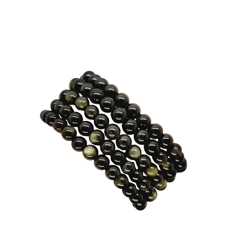 Gold-Sheen Obsidian Bracelet — 6 mm Stretch Beads | THE XIII HOUSE — product image 3