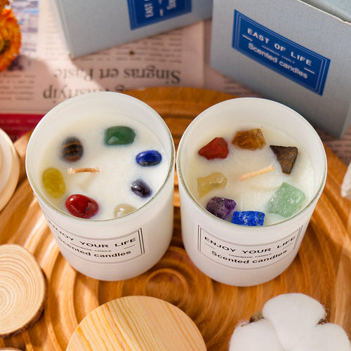 Natürliche Kristallstein-Aromatherapiekerze aus Sojawachs, rauchfreie Kerzen