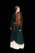 Enya forest embroidered wool wrap coat with hood
