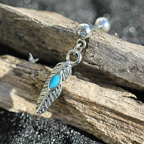 Aqua Feather Drop Cartilage Earring — product image 1