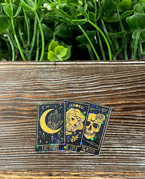 Tarot Cards Sticker, Black and Gold, Graphic Art Sticker, Vinyl, ,
