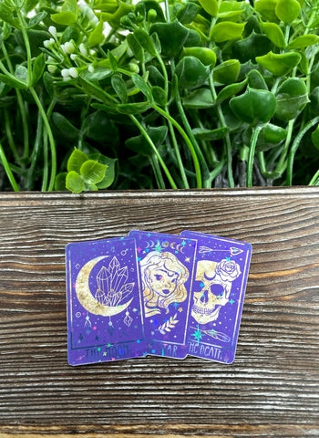 Purple and gold tarot card vinyl sticker
