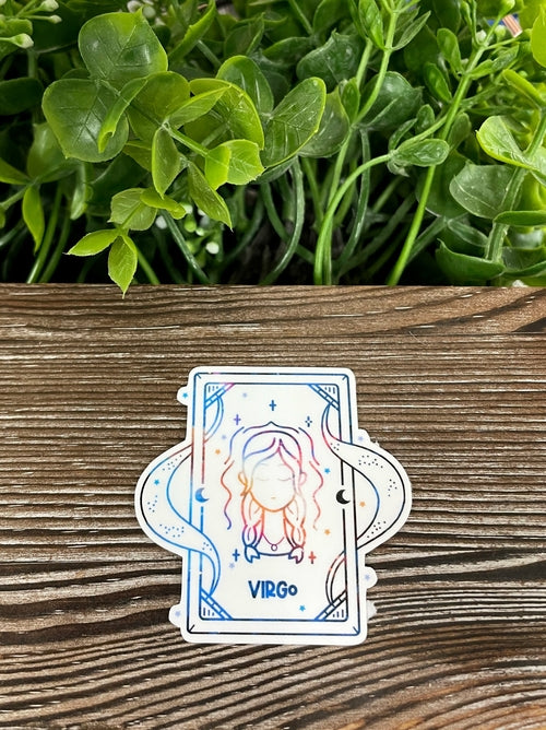 Virgo Astrological Tarot Card, Die Cut Vinyl Sticker, Boho Fun, Water