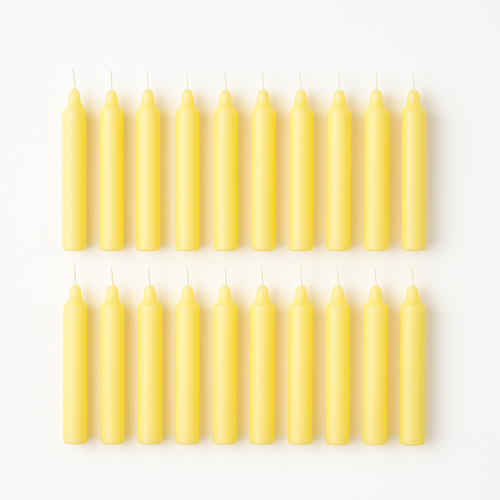 Bougies cierge en cire pure non parfumées, lot de 20 (Jaune)
