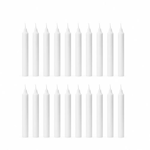 Bougies-chandelles blanches en cire pure non parfumée – Paquet de 20