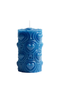 Blue Heart-Relief Pillar Candle — product image