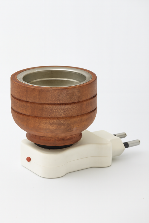 Elektrischer Räucherstäbchenbrenner mit Holzschale