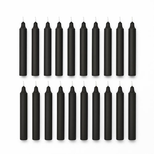Bougies bâtonnets de cire pure sans parfum, paquet de 20 (Noir)