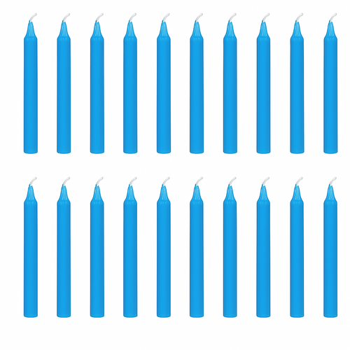 Bougie cierge sans parfum en cire pure, paquet de 20 (bleu)