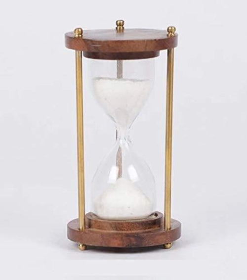 Device Wooden and Brass Sand Timer Hour Glass Sandglass Clock Ideal